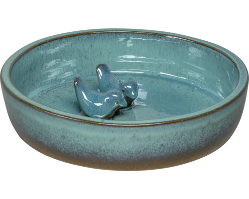 Keramik Vogeltränke mit zwei Vogel-Figuren