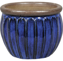 Blauer Pflanztopf mit gerippter Oberfläche