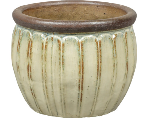 Pflanztopf Lafiora Keramik glasiert Ø 27 cm H 24 cm blau weiß Keramik Pflanztopf mit gerippter Textur