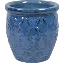 Blauer Keramik-Blumentopf mit Muster