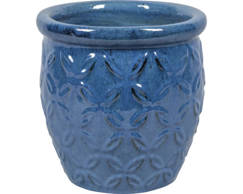 Blauer Keramikblumentopf mit Muster