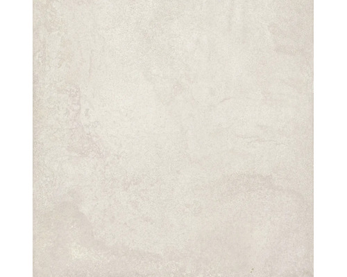 Quadratische Feinsteinzeugfliese in hellbeige Natursteinoptik mit matter Oberfläche.