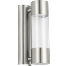 Wandleuchte aus Edelstahl und transparentem Zylinder