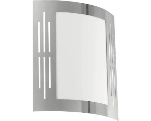 Außenwandleuchte City 82309 edelstahl/weiß 1-flammig E27 IP44 Wandleuchte aus Metall mit geradlinigem Design