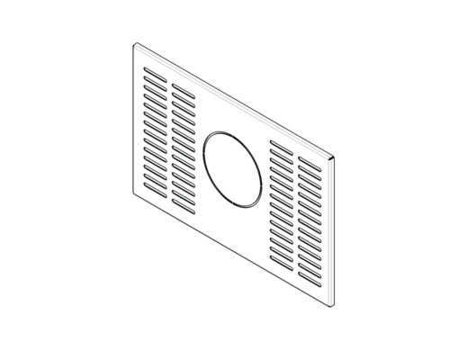 Rechteckige Abdeckung mit Lüftungsschlitzen und Aussparung
