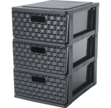 Schrank mit drei Schubladen im Rattan-Design aus Kunststoff