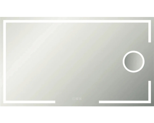 Rechteckiger Spiegel mit Beleuchtung und runder Spiegelfläche