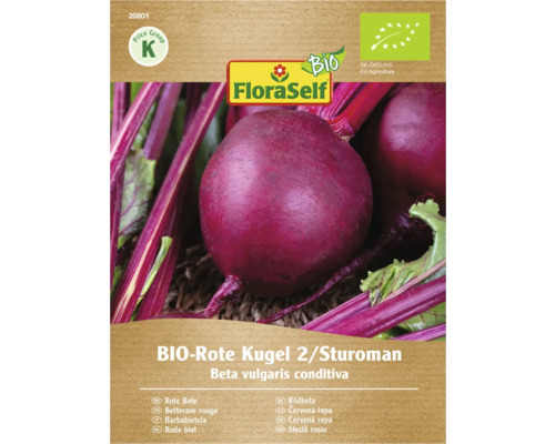 Gemüsesamen FloraSelf Bio Rote Rübe 'Rote Kugel 2/Sturoman' Bio Rote Bete Sorte Kugel 2 Sturoman Samenpackung