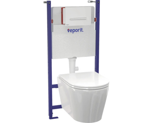 Vormontiertes Wand-WC mit Spülkasten und Montageelement
