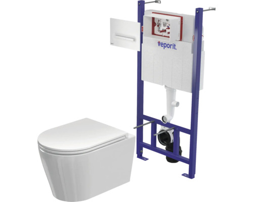 Wand-WC mit Spülkasten und Montagerahmen