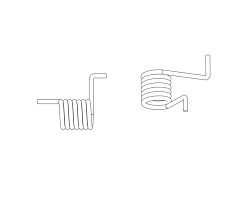 Draufsicht von zwei Torsionsfedern