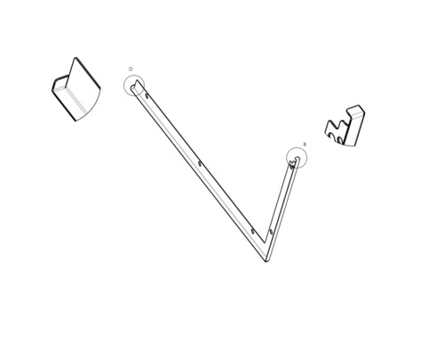 Einzelne Regalwinkel mit Zubehör für die Wandmontage