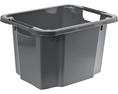 Drehstapelbox Reverso 16l anthrazit 30x24 cm Grauer Kunststoffbehälter mit Griffen