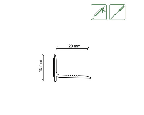 Skizze eines 20 mm x 15 mm Viertelkreisprofils