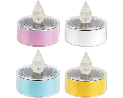 Vier Solar LED Kerzen mit verschiedenen Farben