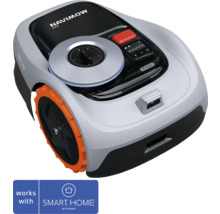 Navimow Mähroboter mit Steuerungselementen und Smart Home Logo