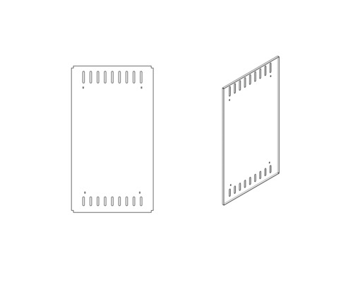 Zeichnung eines Möbelteils mit Schlitzen