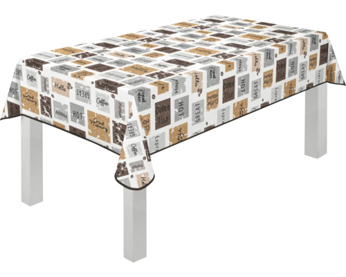 Tisch mit rechteckiger Tischdecke mit Kaffeemotiv