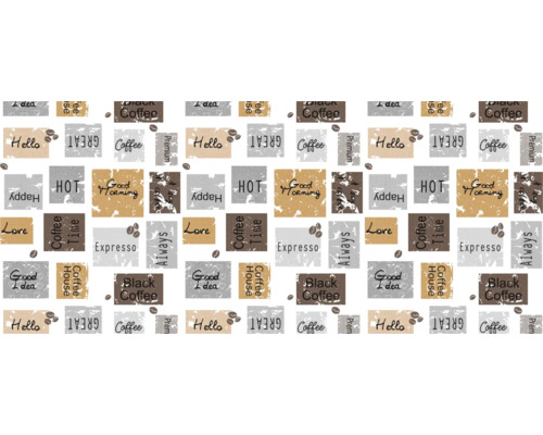 Muster mit Kaffeemotiven und Schriftzügen