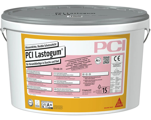 PCI Lastogum® Wasserdichte flexible Schutzschicht unter Keramikbelägen in Dusche und Bad grau 15 kg Eimer PCI Lastogum Dichtschlämme für Dusche und Bad, 15 Kilogramm