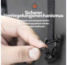 Detailaufnahme eines Spa-Abdeckungs-Verriegelungsmechanismus mit Schlüssel