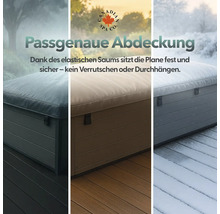 Passgenaue Abdeckung für einen Whirlpool von Canadian Spa Company schützt vor Regen, Sonne und Schnee.