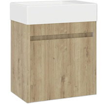 Waschbeckenunterschrank mit einer Schublade und einer weißen Waschtischplatte