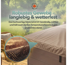Detailaufnahme einer robusten und wetterfesten Abdeckung für einen Außenwhirlpool.