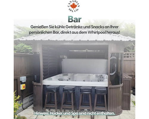 Whirlpoolbar mit vier Hockern und Dach