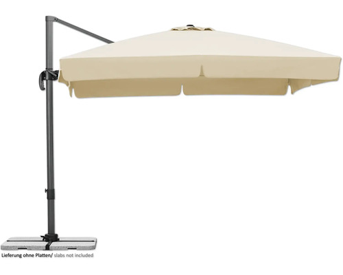 Freiarm-Sonnenschirm mit rechteckigem Schirm und Standfuß