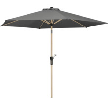 Grauer Sonnenschirm mit Holzstiel