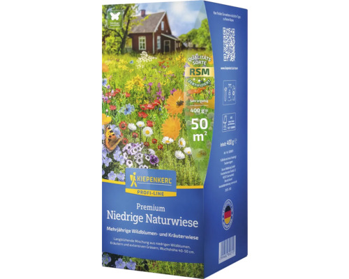 Kiepenkerl Premium Niedrige Naturwiese, mehrjährige Wildblumen und Kräuterwiese, Verpackung
