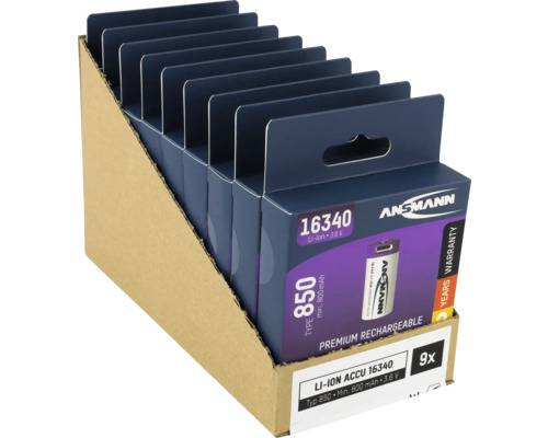 Ansmann 16340 Lithium-Ionen Akkus, 9er-Pack in Verkaufsverpackung