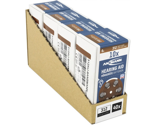Ansmann Hörgerätebatterien Größe 312, 40 Stück in einer Displaybox