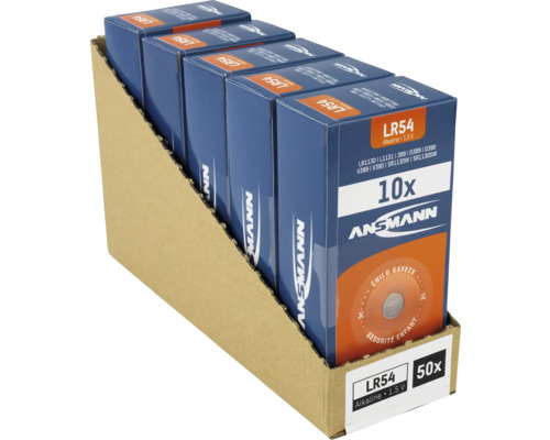 Ansicht einer Verkaufseinheit Ansmann LR54 Alkaline Batterien, 50 Stück
