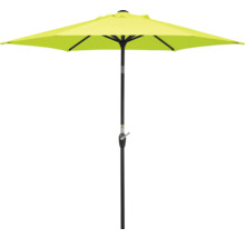 Sonnenschirm mit schwarzem Gestell und hellgrünem Schirmdach