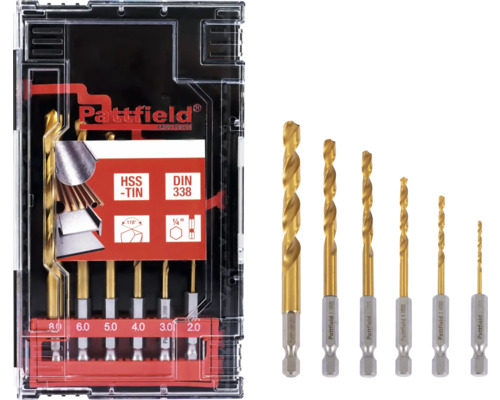 Metallbohrer Set Pattfield Ø 2-8 mm, mit Sechskantschaft, 6-tlg. Pattfield HSS-TIN Metallbohrer Set mit verschiedenen Größen in Aufbewahrungsbox