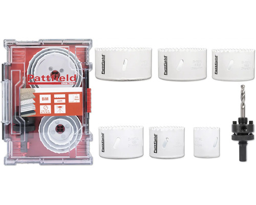 Lochsäge Pattfield Ø 40-86 mm - 8 Stück Pattfield Lochsägen Set mit Bimetall Lochsägen und Zentrierbohrer