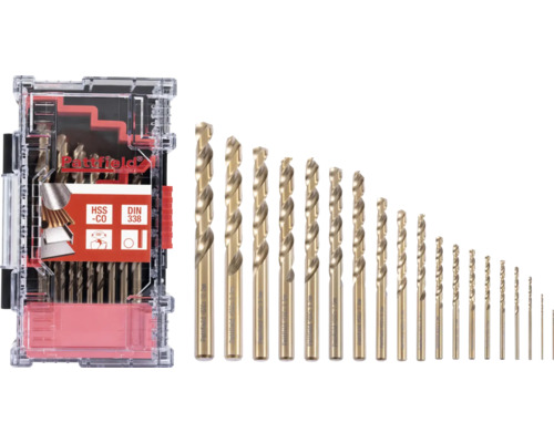 HSS Metallbohrer-Set Pattfield Ø 1-10 mm, 19 tlg., runder Schaft Pattfield HSS-CO Metallbohrer Set mit 25 Teilen im Koffer