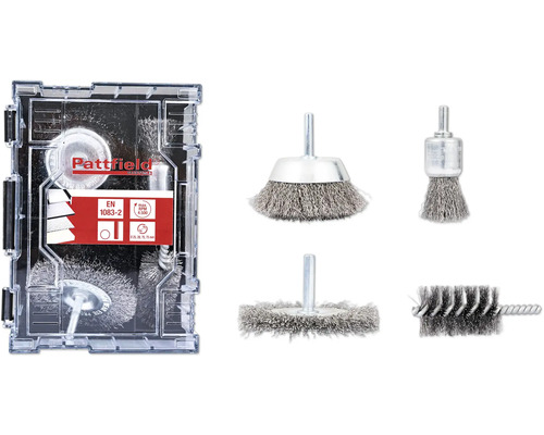 Drahtbürsten-Set Pattfield Rundschaft 4-tlg. Pattfield Drahtbürsten-Set mit verschiedenen Bürstenaufsätzen in Aufbewahrungsbox