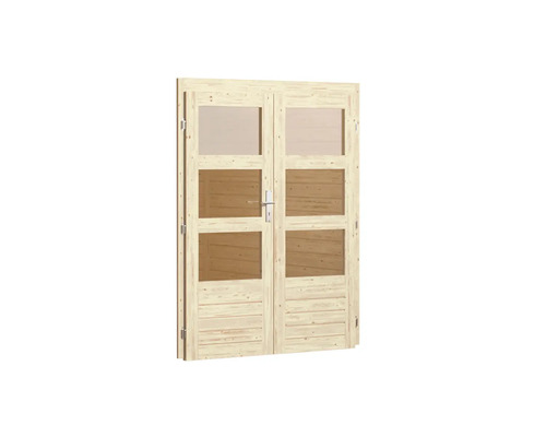 Doppeltür aus Holz mit Glaseinsätzen für Gartenhaus