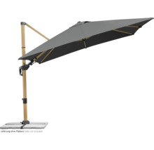 Freiarm-Sonnenschirm mit Holzrahmen und Steinfuß