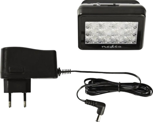 Nedis Logo mit LED Akku Leuchte und Netzteil