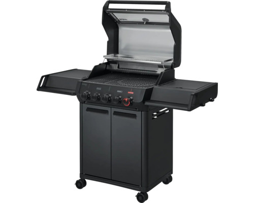 Gasgrill mit vier Brennern, Seitenablagen und Unterschrank