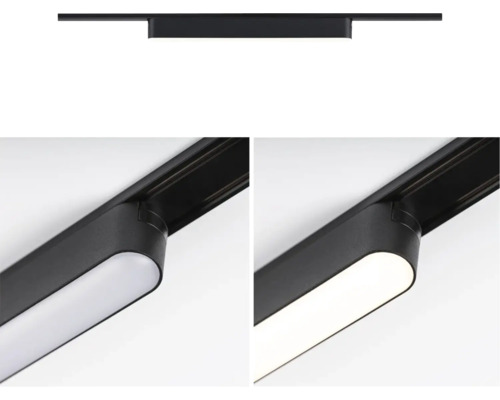 Schwarze Stromschienenleuchte für die Decke