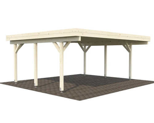 Holzcarport mit Flachdach und sechs Pfosten