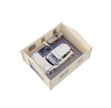 Garage aus Holz mit Auto, Werkbank und Werkzeugen