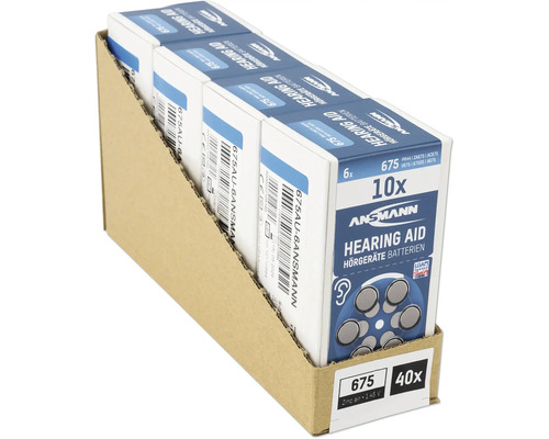 Ansmann Hörgerätebatterien Größe 675, 40 Stück in Displayverpackung