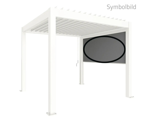 Rollo Biohort 4 m 364 x 10 x 235 cm weiß Freistehende weiße Pergola mit grauem Sichtschutzrollo