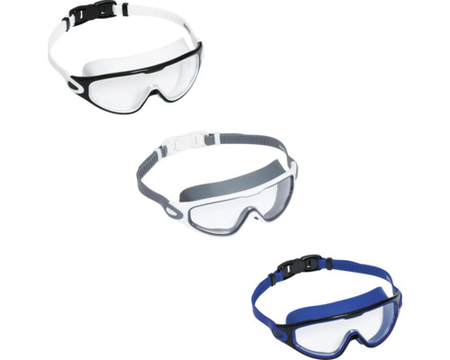 Drei Schwimmbrillen mit verstellbaren Bändern für den Schwimmsport